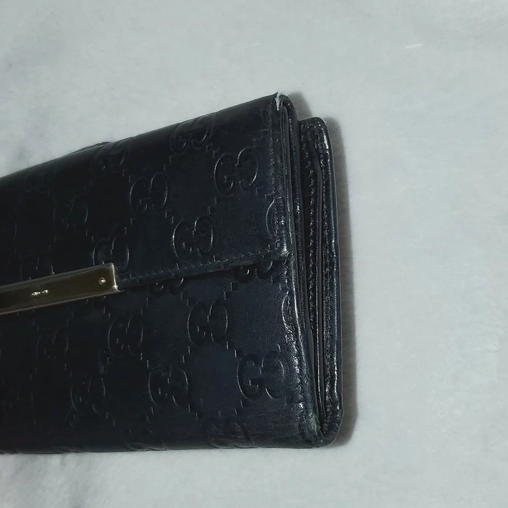 Gucci Black Guccissima Leather Flap Continental Wallet - Picture 13 of 16